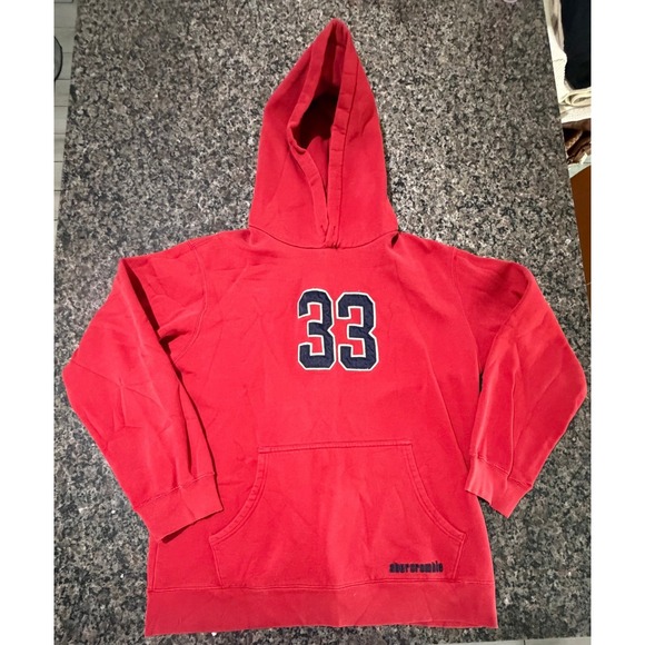Abercrombie & Fitch Tops - Abercrombie Red Pullover Hoodie Sweatshirt 33 Applique Vintage Style Womens XL